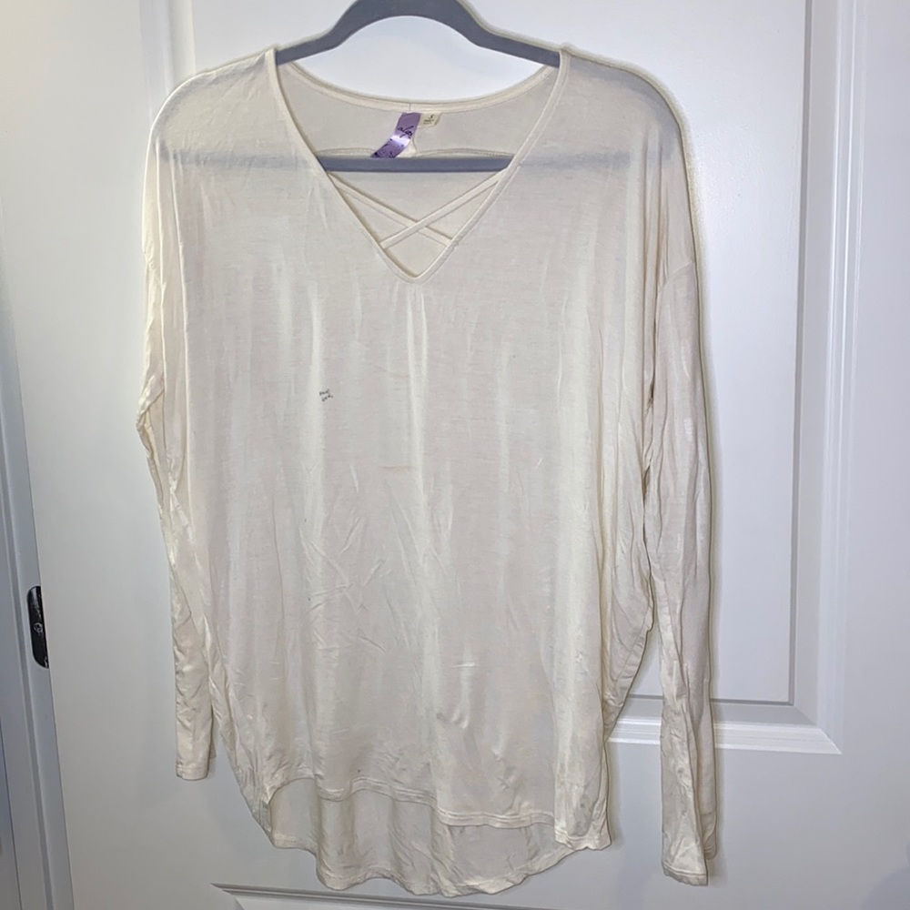 Cream cross chest Top